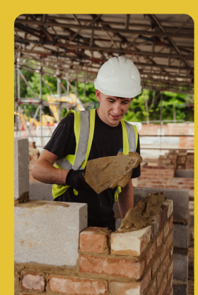 Bricklaying apprentice on the live mock site