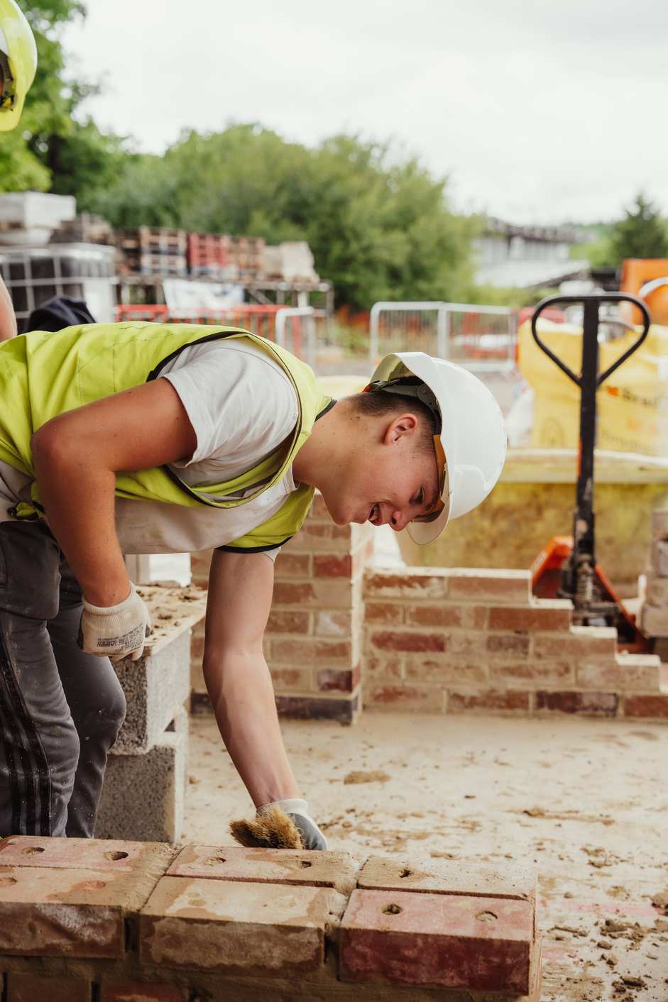 An apprentice on the Bricklayer course at AccXel Construction School in Gloucestershire